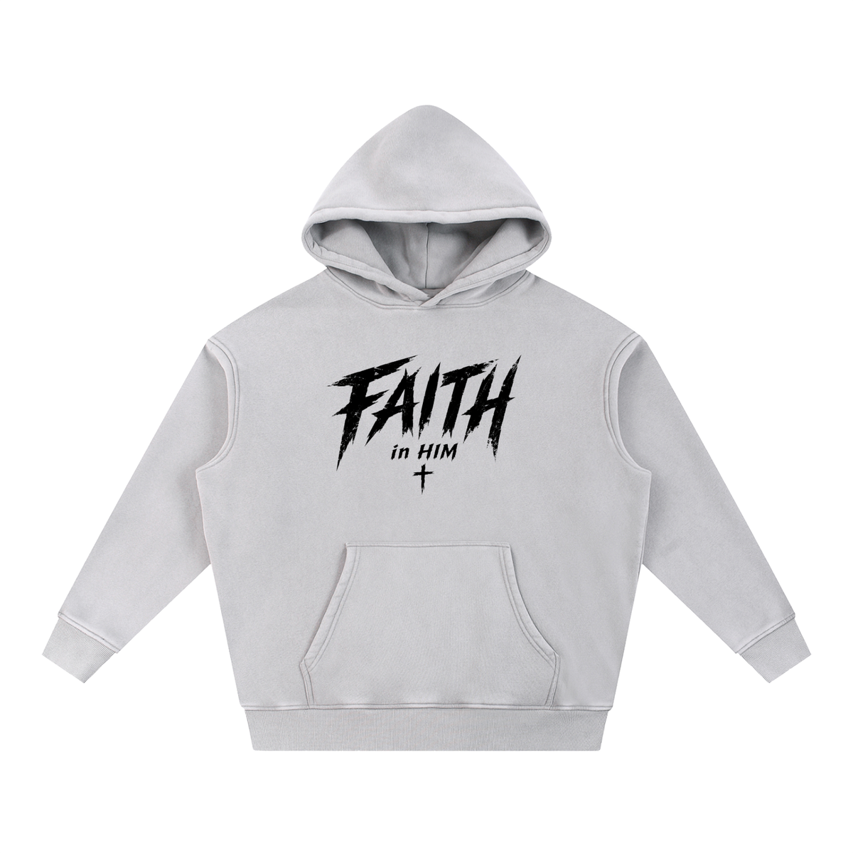 Faith in Him Snow Wash Fleece Hoodie | Christian Streetwear | Kingdom Threads