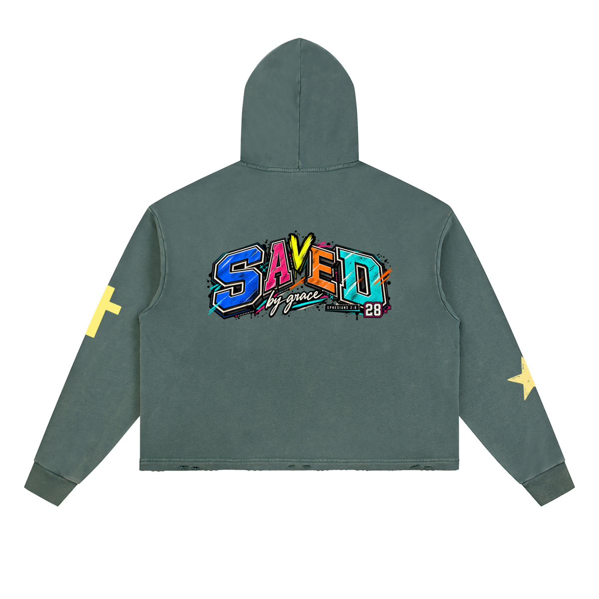 Vintage Washed Frayed-Hem Hoodie