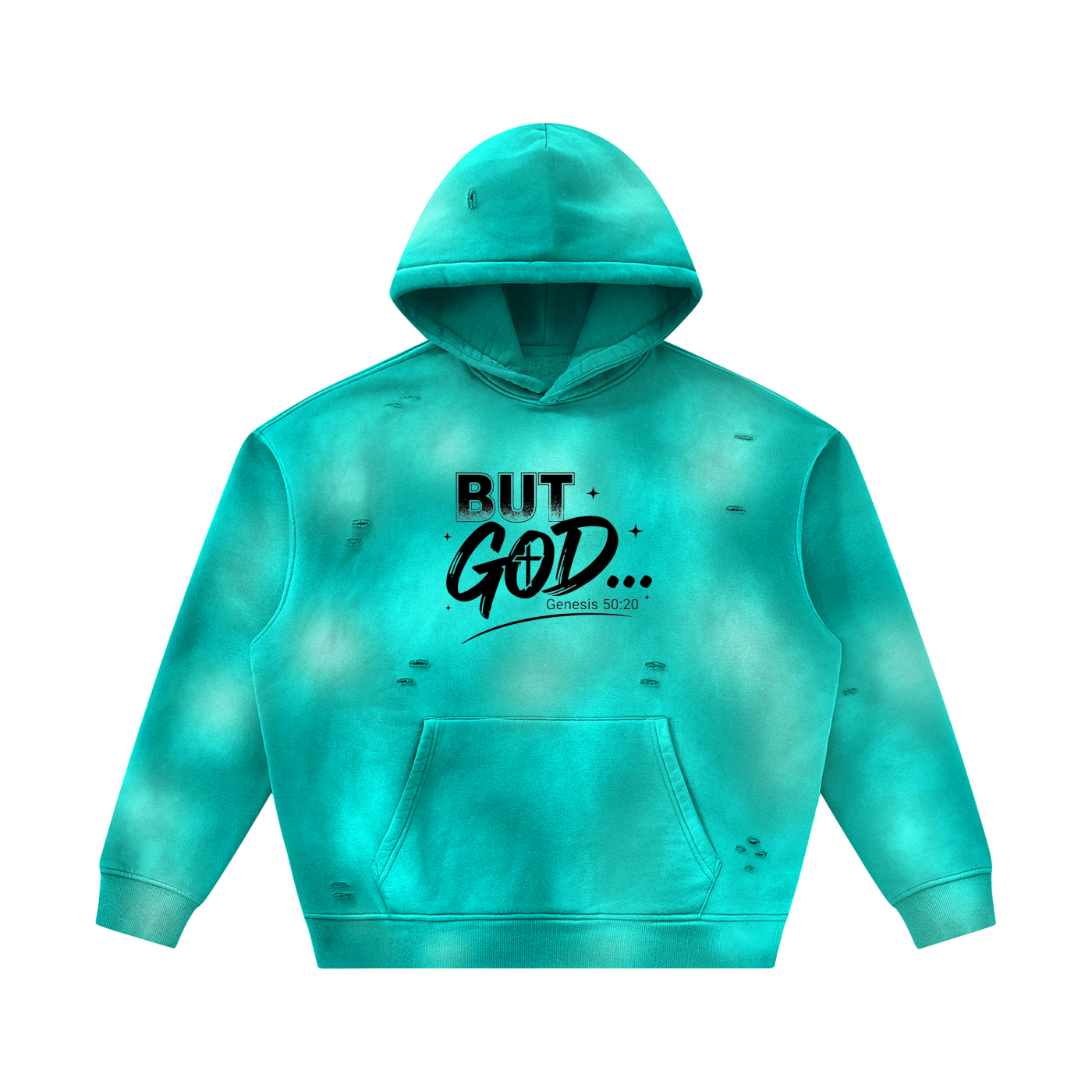 Unisex Sunfade Frayed Fleece Hoodie But GOD