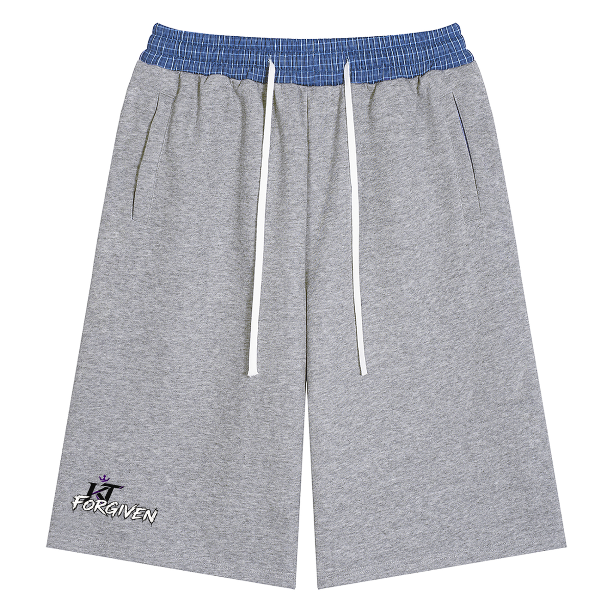 Kingdom Threads Plaid Waistband Shorts – Unisex Loose Crop Fit