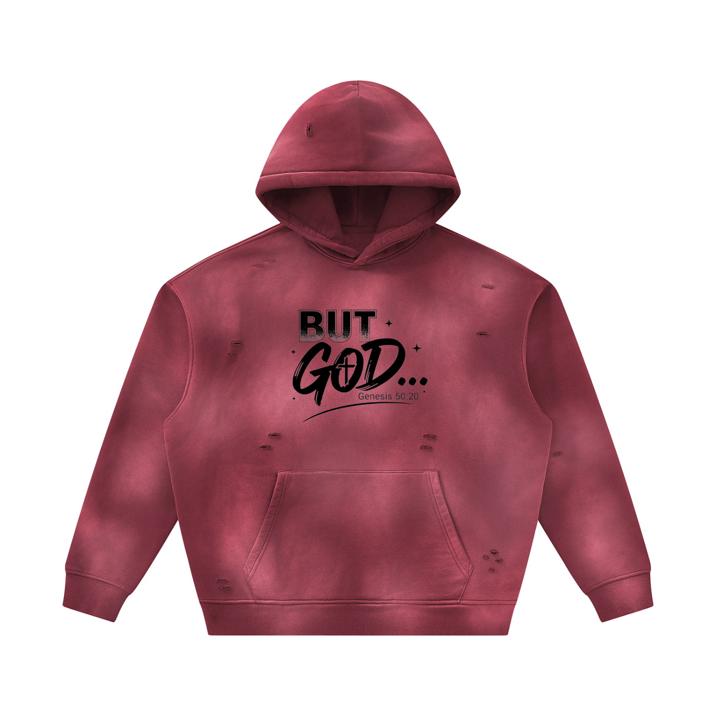 Unisex Sunfade Frayed Fleece Hoodie But GOD