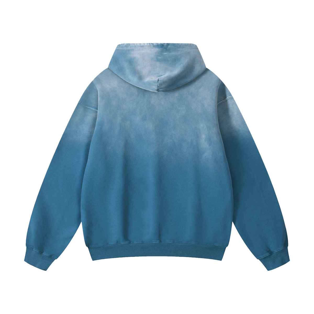 ODMPOD Heavyweight Sunfade oversized hoodie in blue with back view