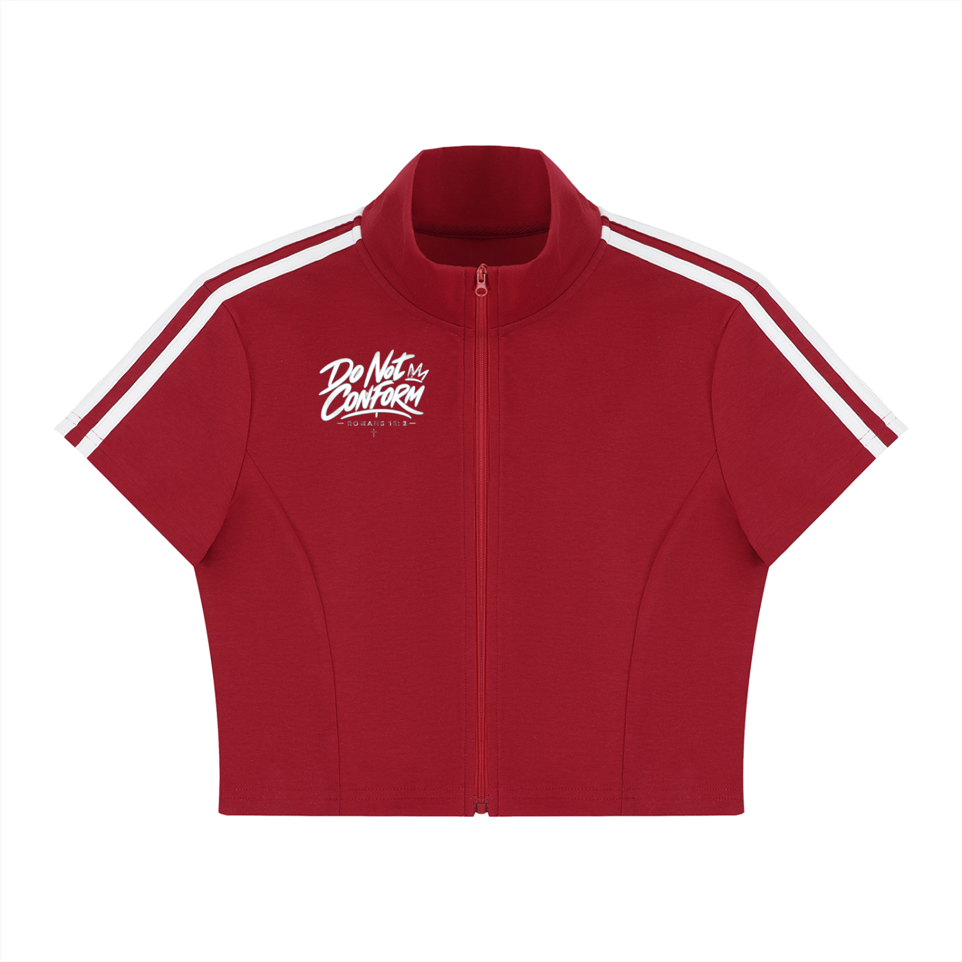 Women's Cropped Full Zip Short Sleeve T-Shirt DO NOT CONFORM
