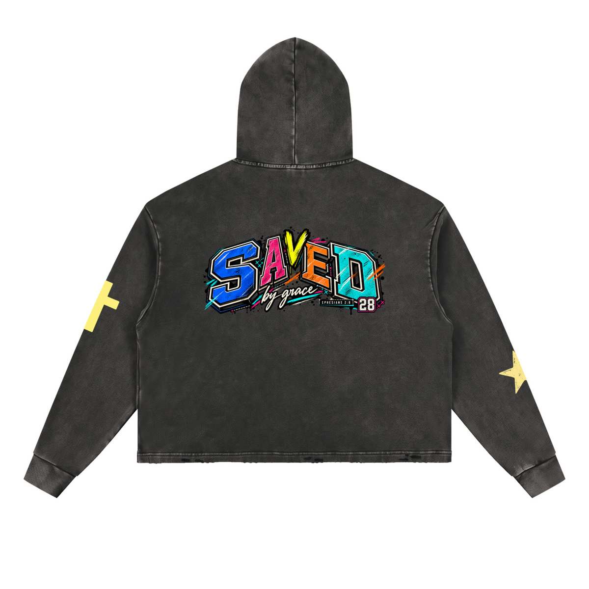 Vintage Washed Frayed-Hem Hoodie