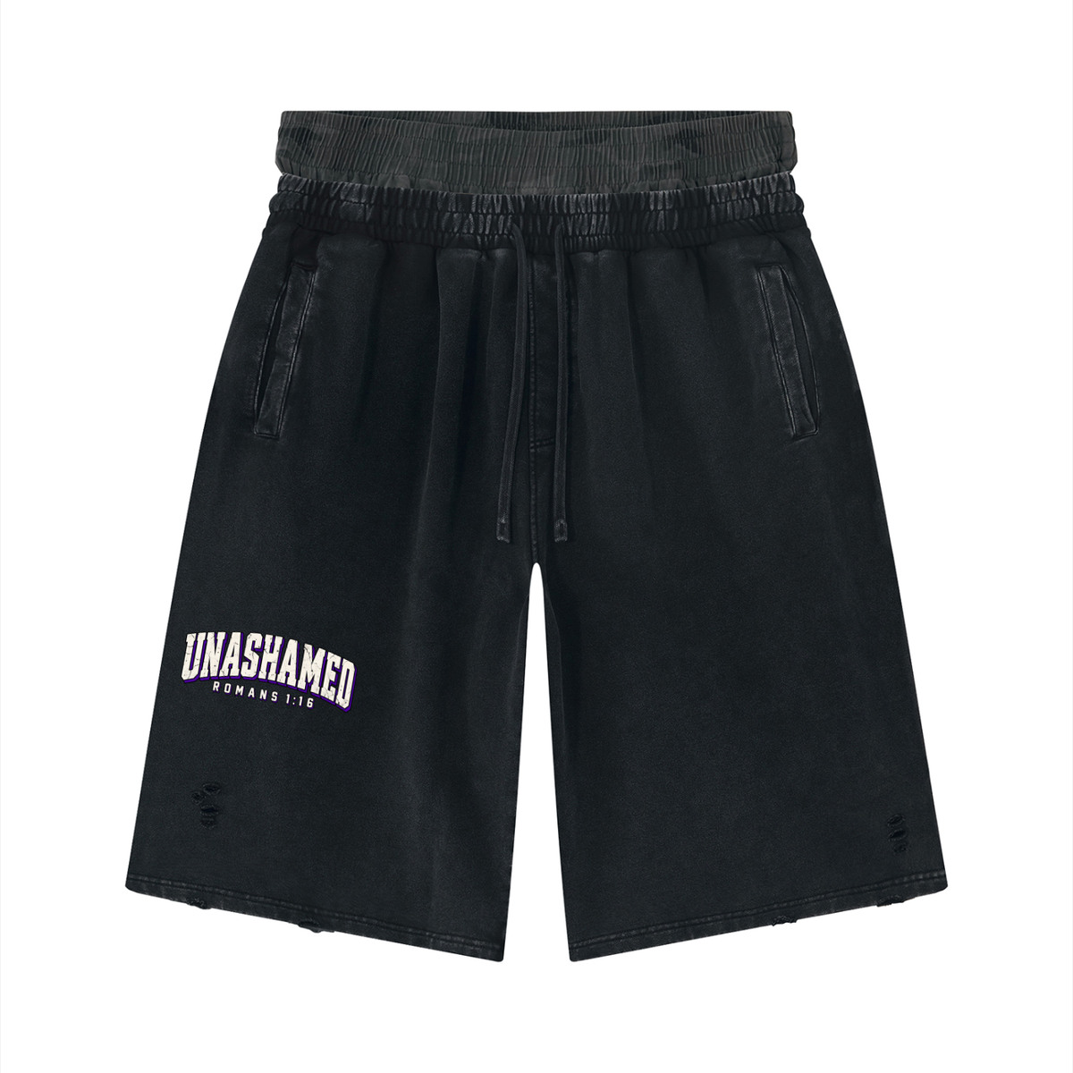 Unisex Vintage Wash Distressed Wide Leg Shorts