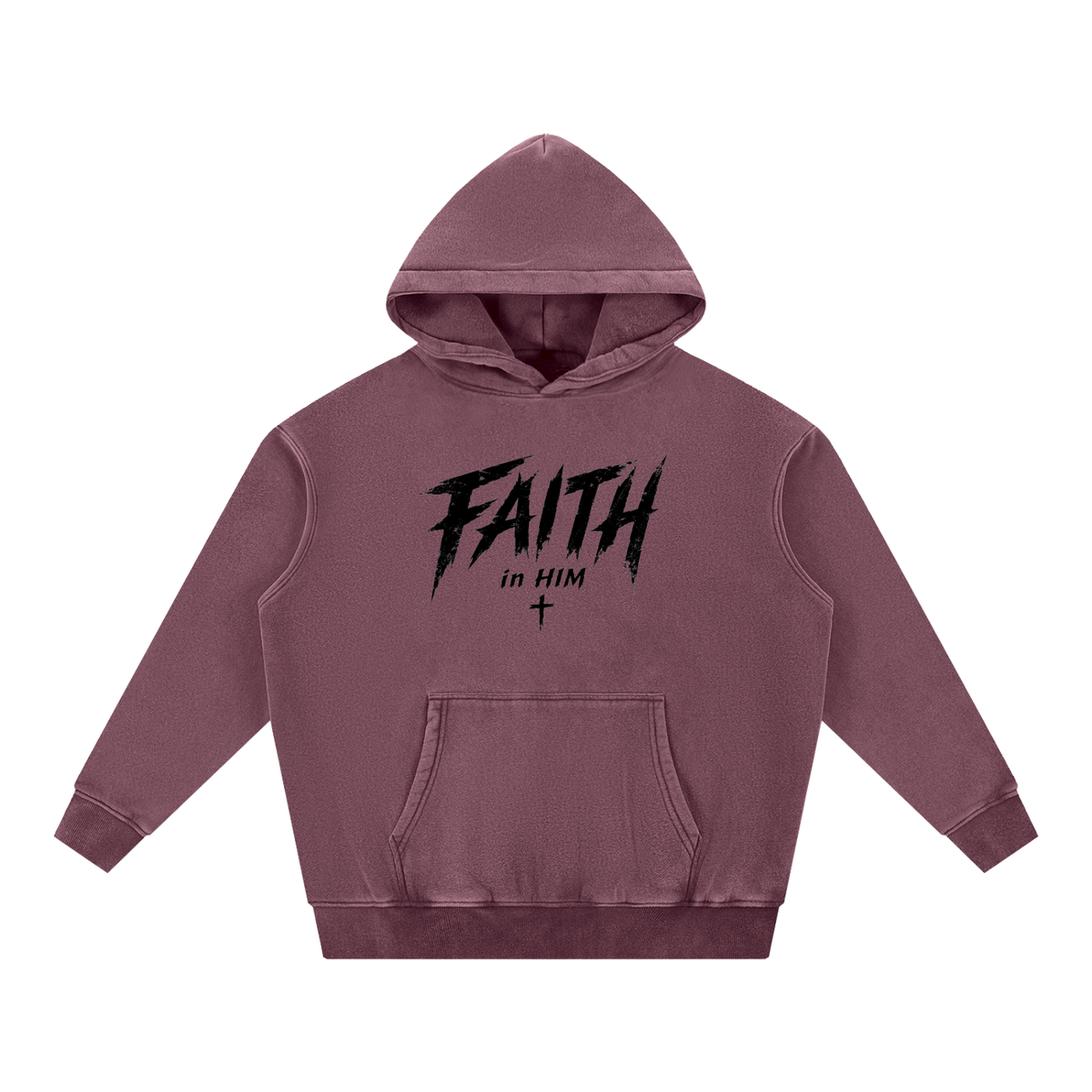 Faith in Him Snow Wash Fleece Hoodie | Christian Streetwear | Kingdom Threads
