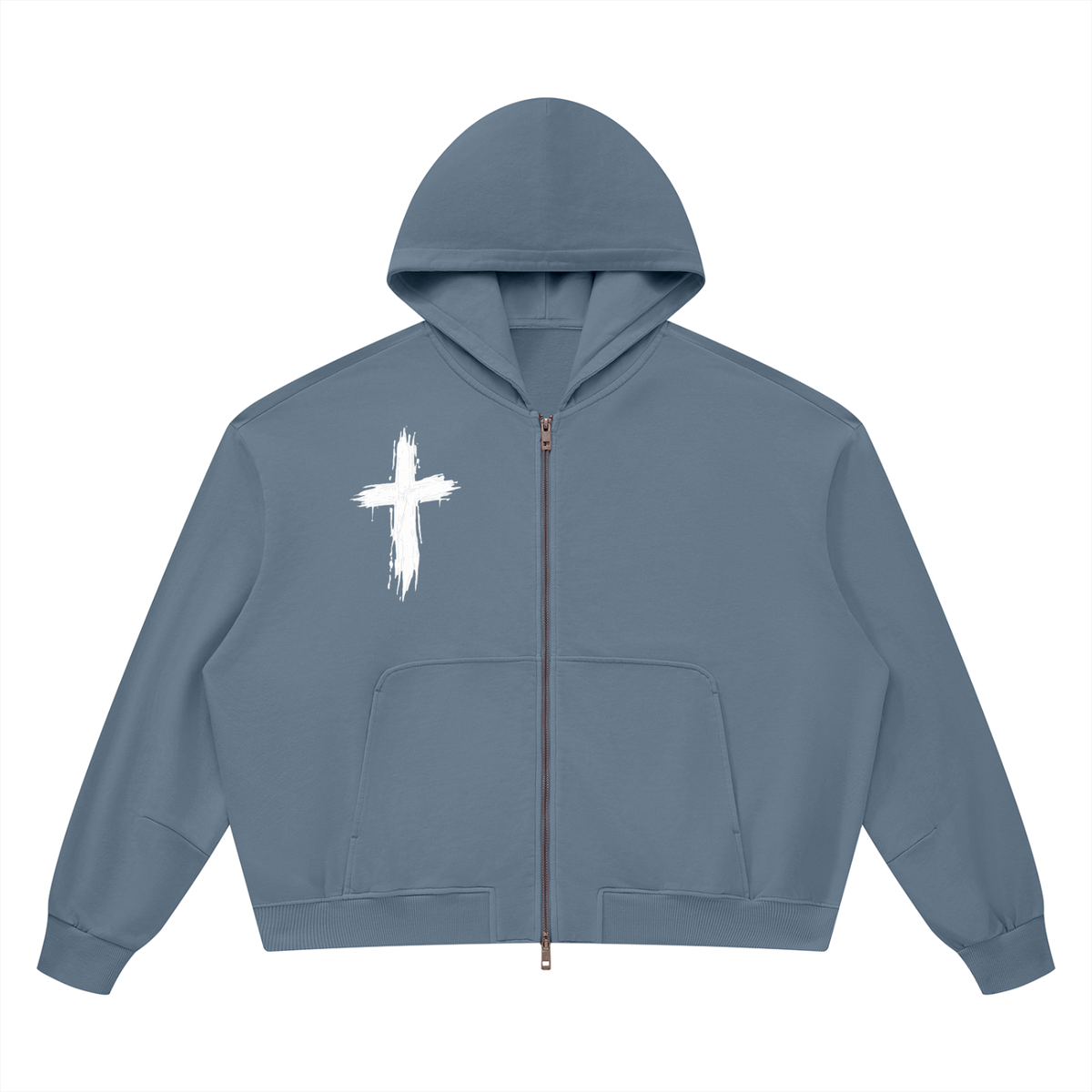 Unisex Vintage Wash Boxy Full Zip Hoodie