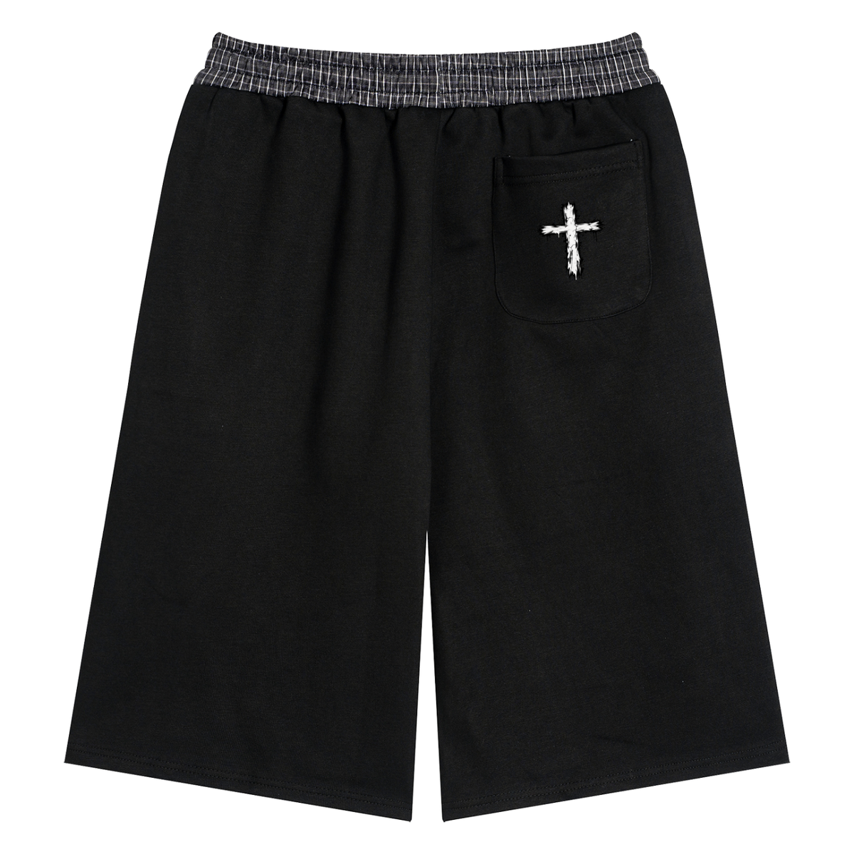 Kingdom Threads Plaid Waistband Shorts – Unisex Loose Crop Fit
